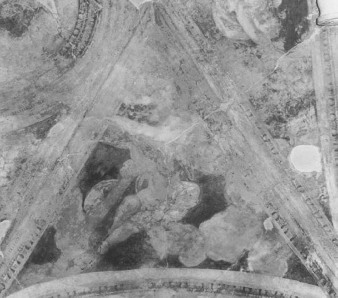 angelo con simboli della passione: croce (dipinto) di Farinati Paolo (sec. XVI)