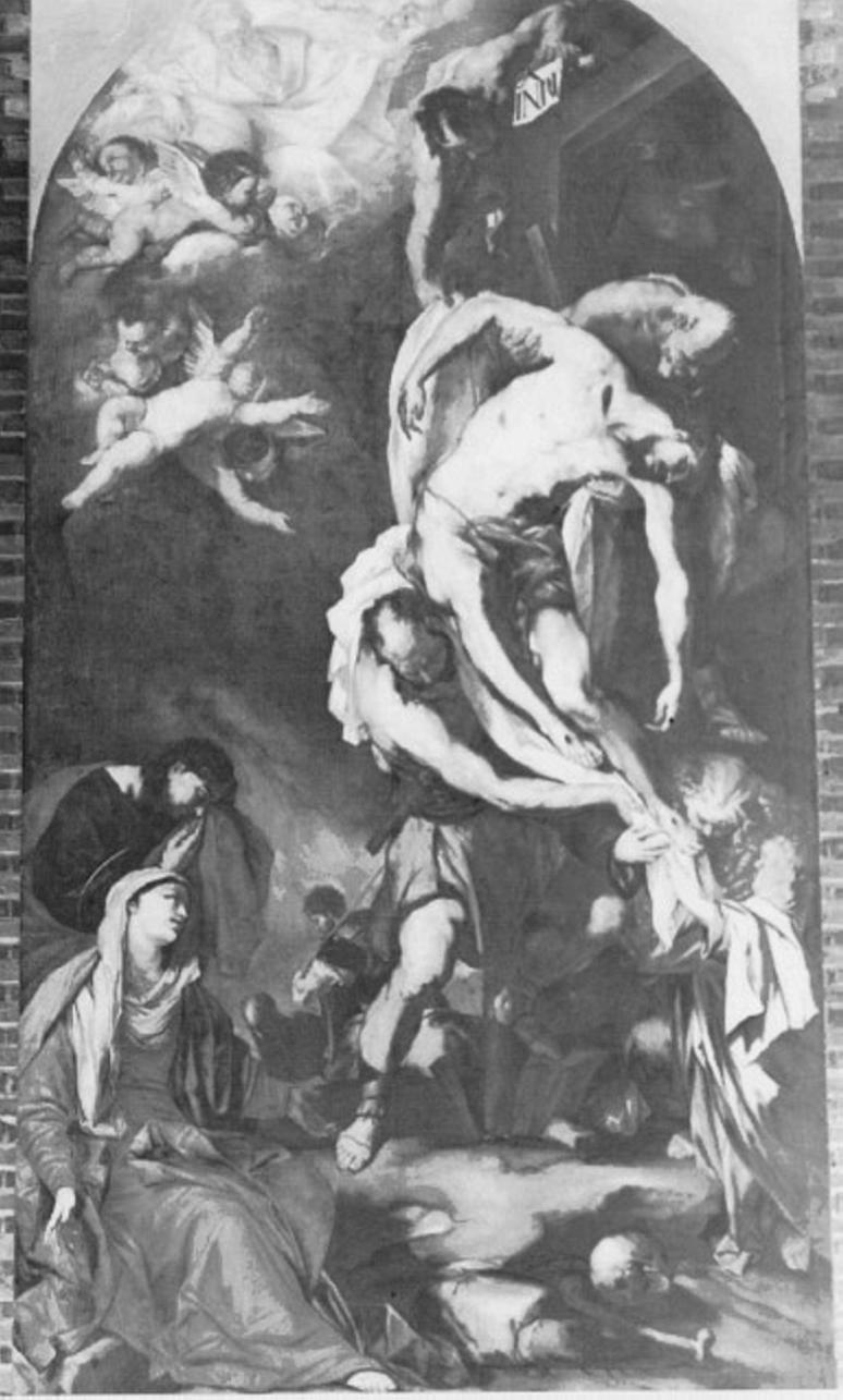deposizione di Cristo dalla croce (dipinto) di Giordano Luca detto Luca Fapresto, Triva Antonio Domenico (sec. XVII)