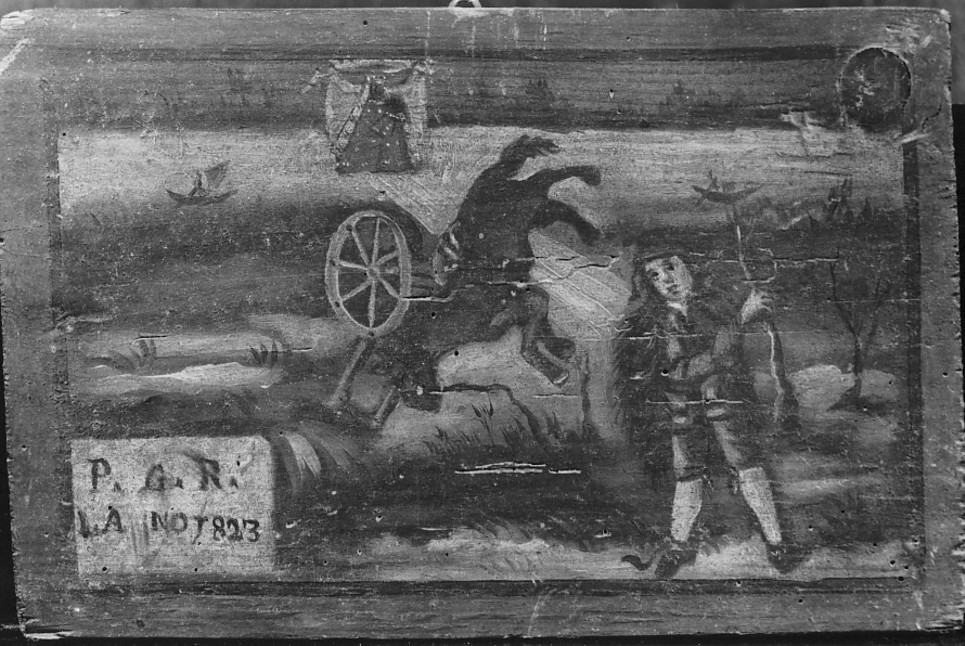 incidente con carrozza (dipinto) - ambito veneto (sec. XIX)