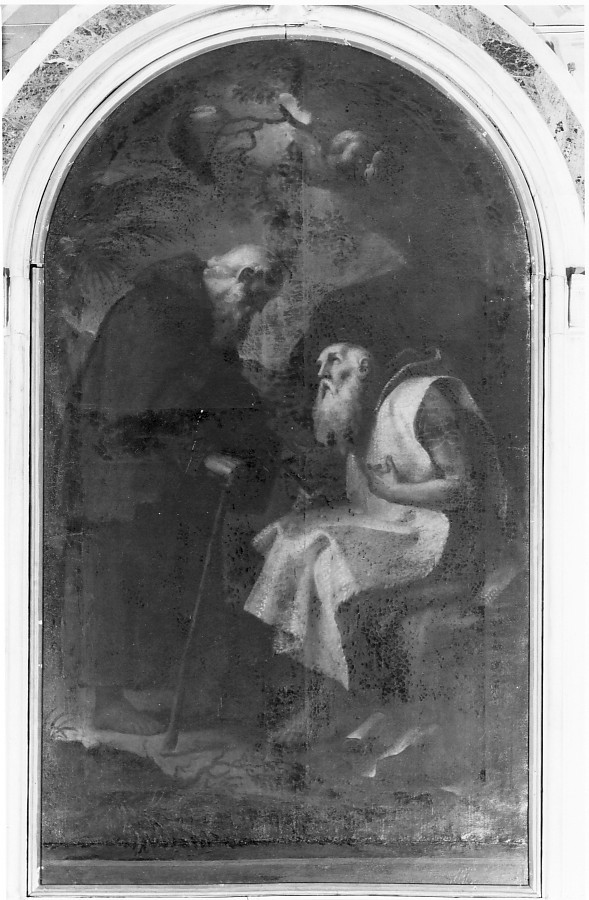 Sant'Antonio Abate visita San Paolo Eremita nel deserto (dipinto) di Sciacca Tommaso (sec. XVIII)