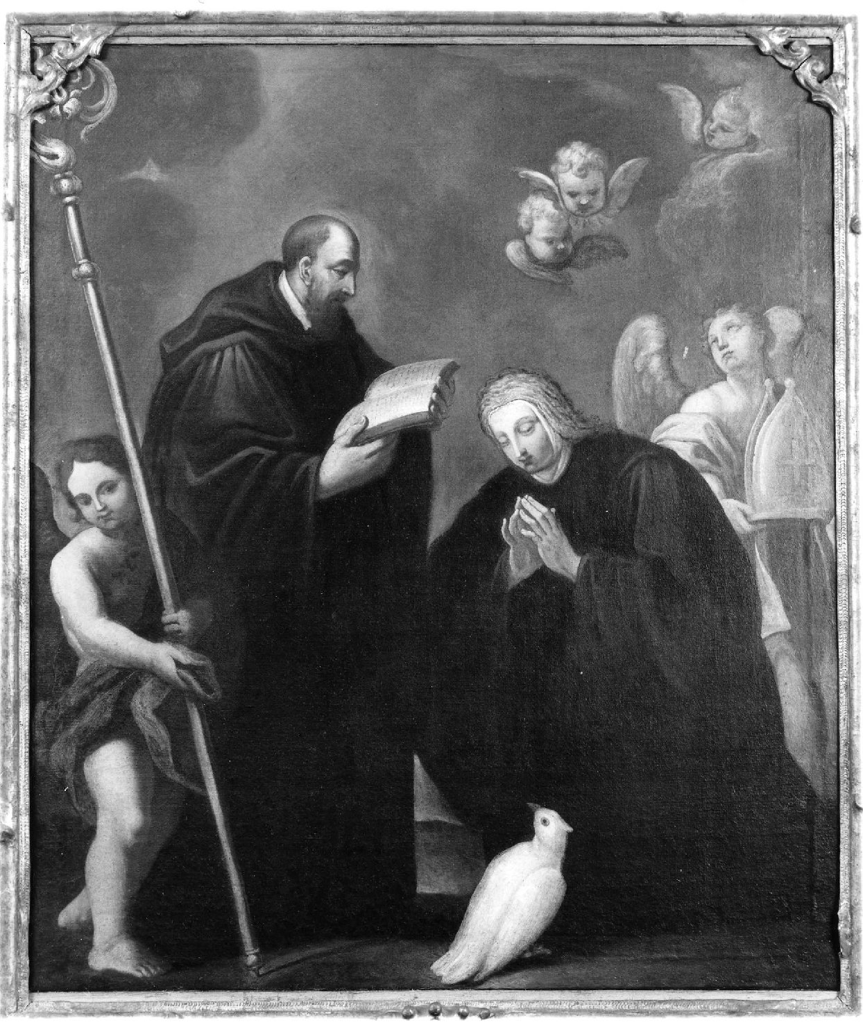 San Benedetto visita Santa scolastica (dipinto, opera isolata) - ambito veronese (sec. XVII)