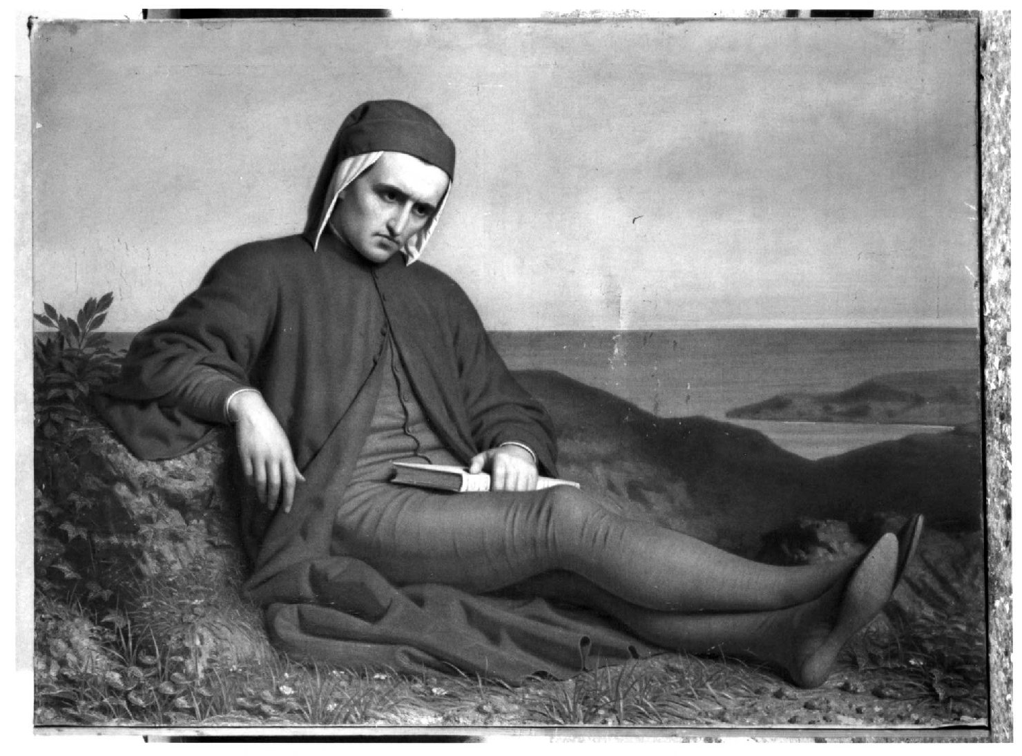 Dante in esilio, Dante Alighieri (dipinto) di Peterlin Domenico (sec. XIX)