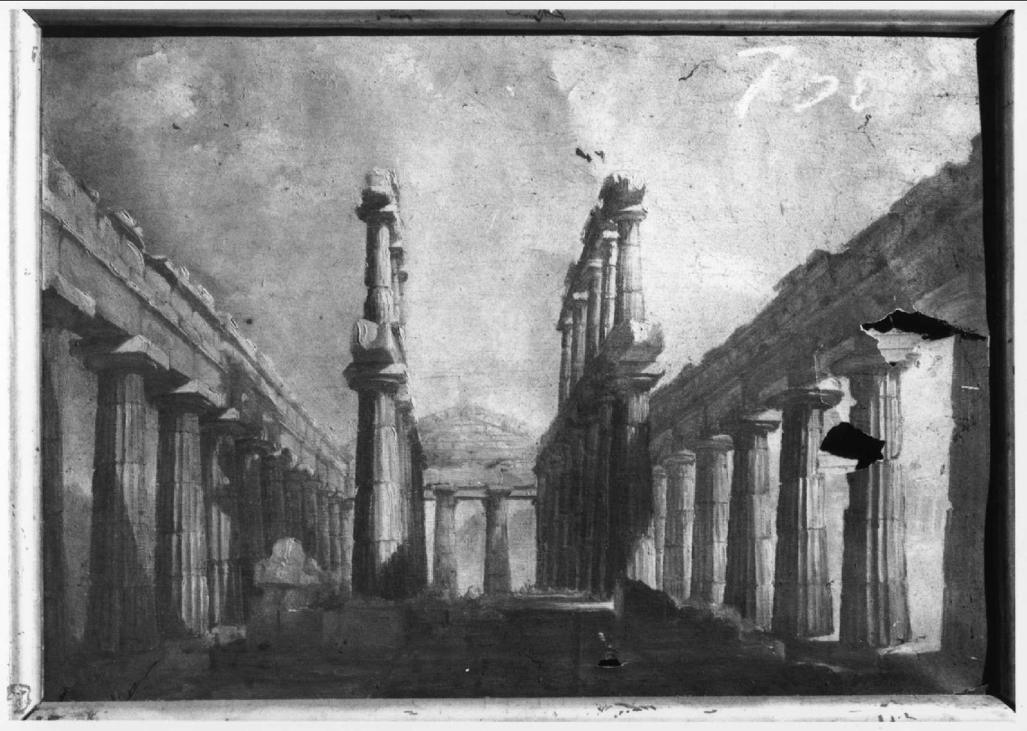 Rovine del tempio di Paestum, rovine (dipinto) di Miglioranza Giovanni (sec. XIX)