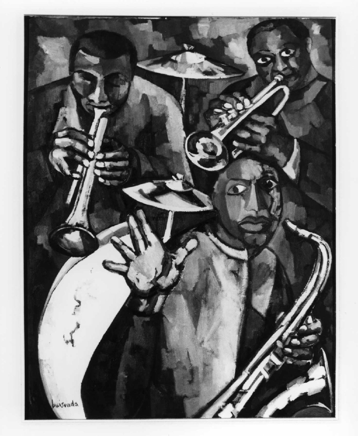 Suonatori di jazz (dipinto) di Sonda Luciana (sec. XX)