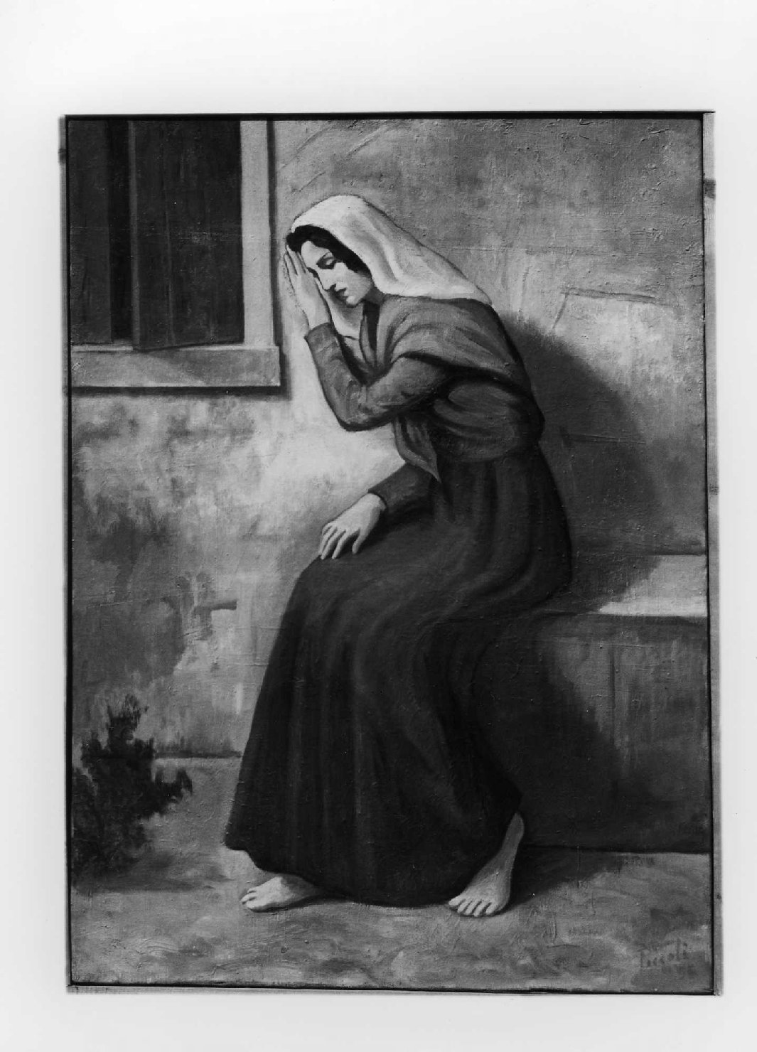 Attesa, figura femminile (dipinto) di Piccoli Domenico Stanislao (sec. XX)