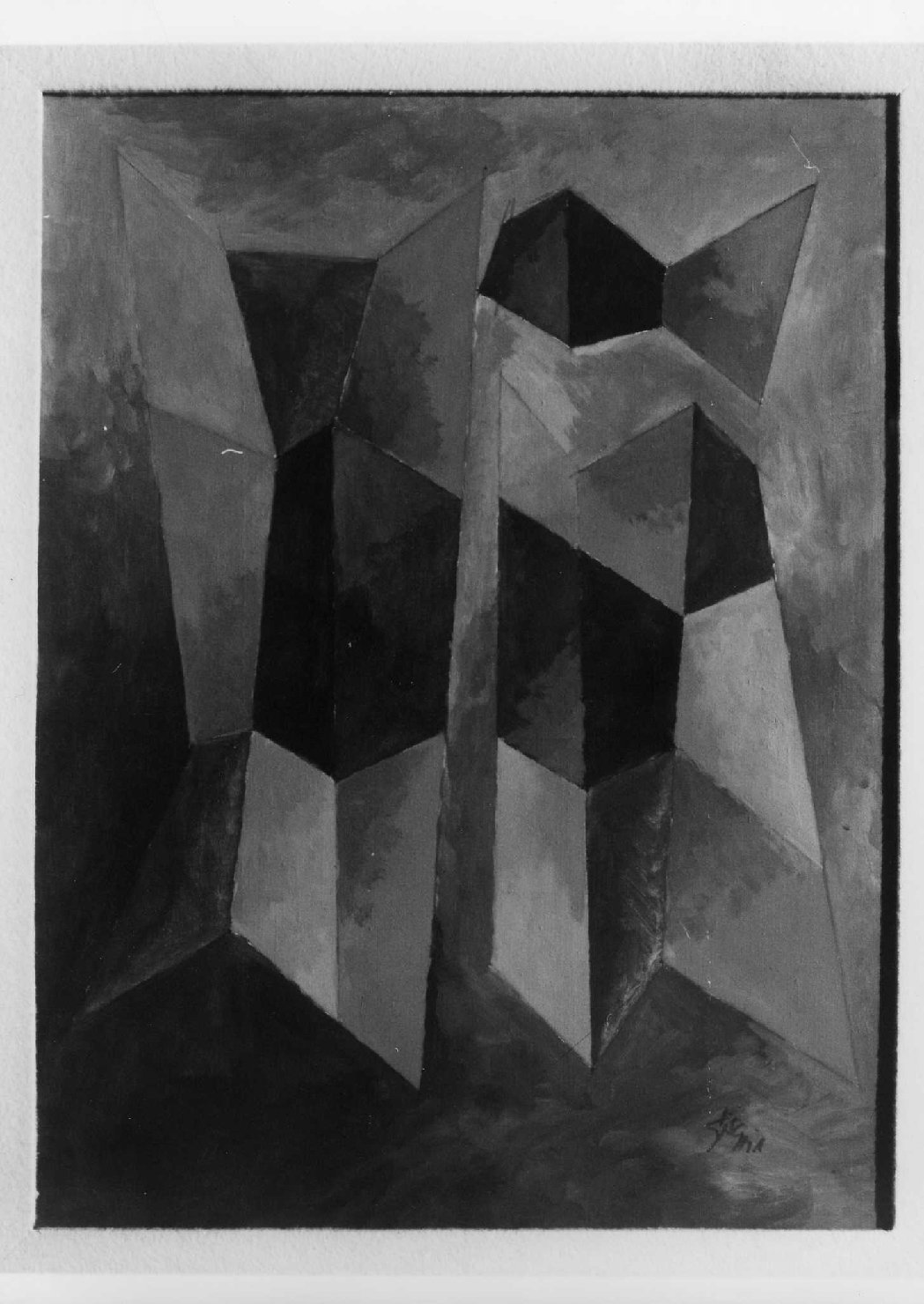 Composizione verticale, composizione astratta (dipinto) di Gischia Leon (sec. XX)