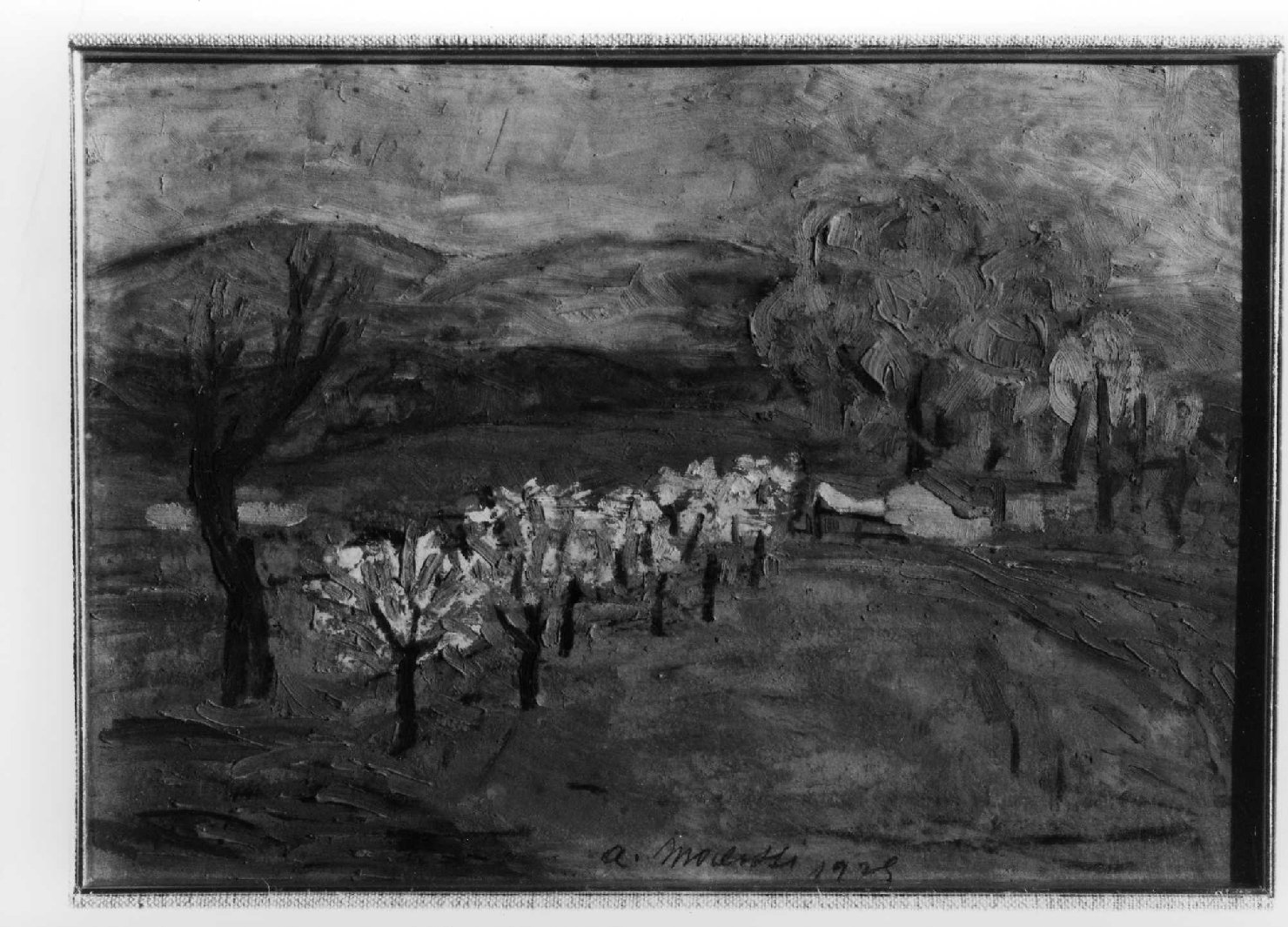 paesaggio collinare (dipinto) di Malossi Arturo (sec. XX)