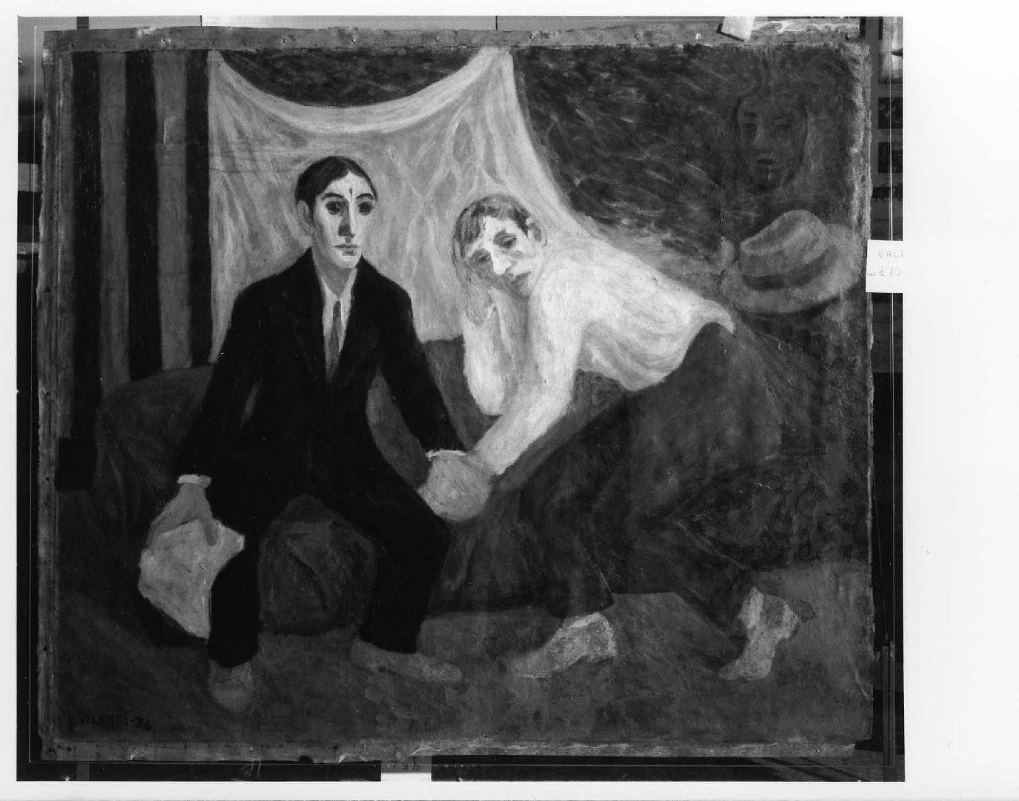 Il poeta maledetto, figure maschili (dipinto) di Valenti Italo (sec. XX)