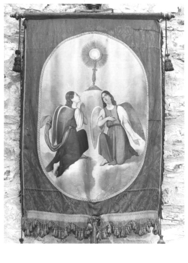 San Bernardo/ angeli in adorazione del calice eucaristico (stendardo processionale) - ambito veneto (sec. XIX)