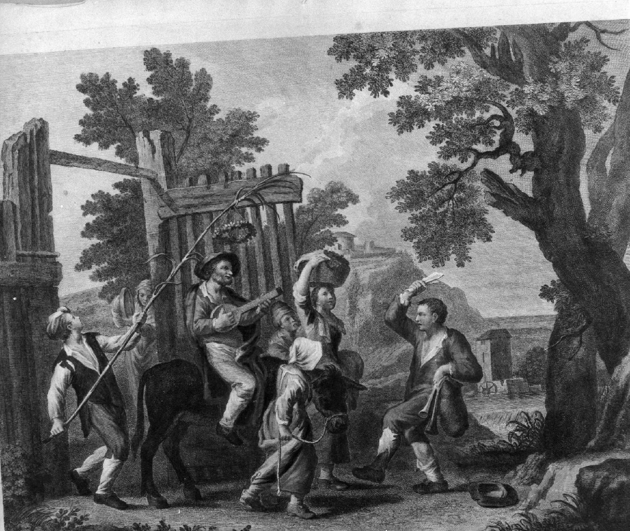 Torna il vendemmiatore, paesaggio rurale (stampa) di Monaldi Pietro, Berardi Fabio (sec. XVIII)