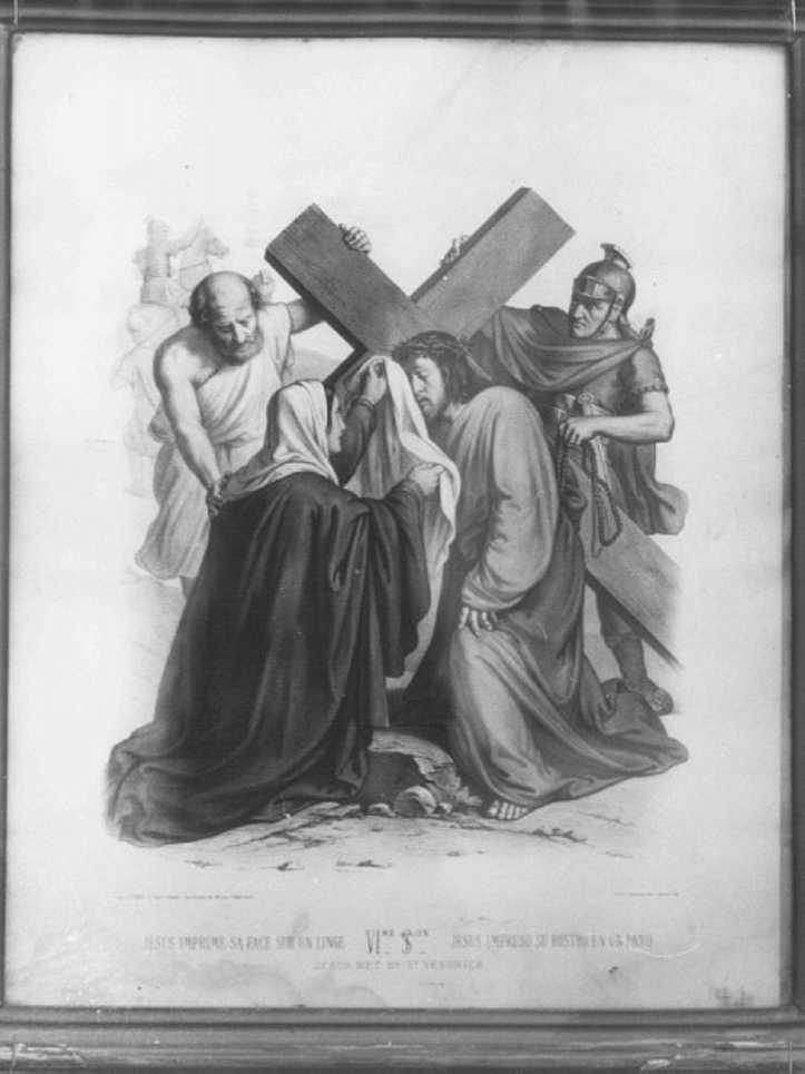 stazione VI: Gesù asciugato dalla Veronica (stampa) - ambito parmense, ambito parigino (seconda metà sec. XIX)