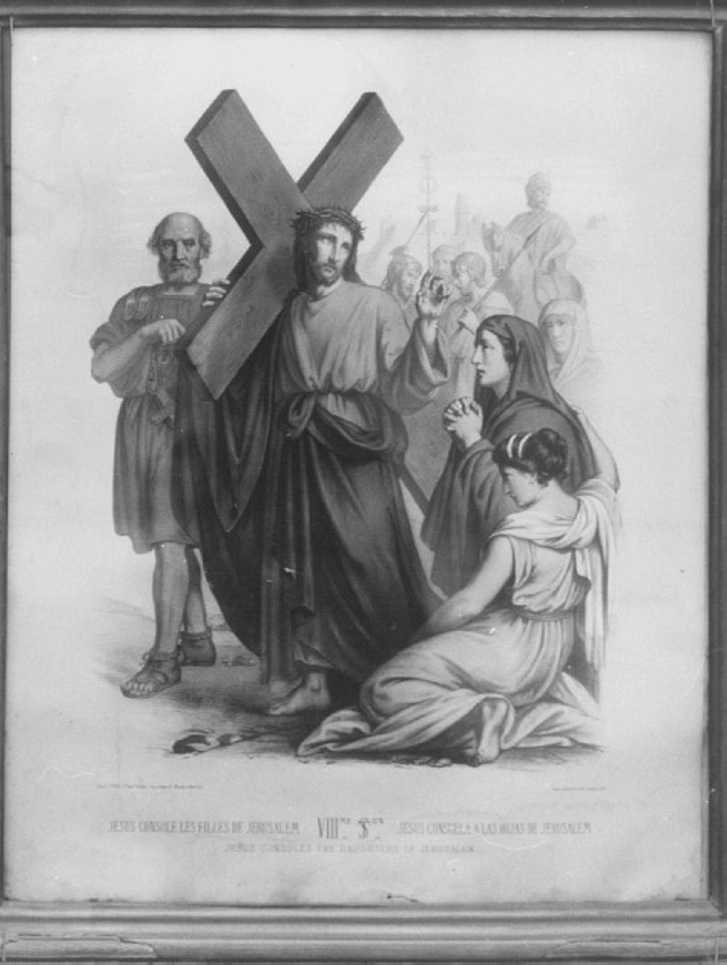 stazione VIII: Gesù consola le donne di Gerusalemme (stampa) - ambito parmense, ambito parigino (seconda metà sec. XIX)