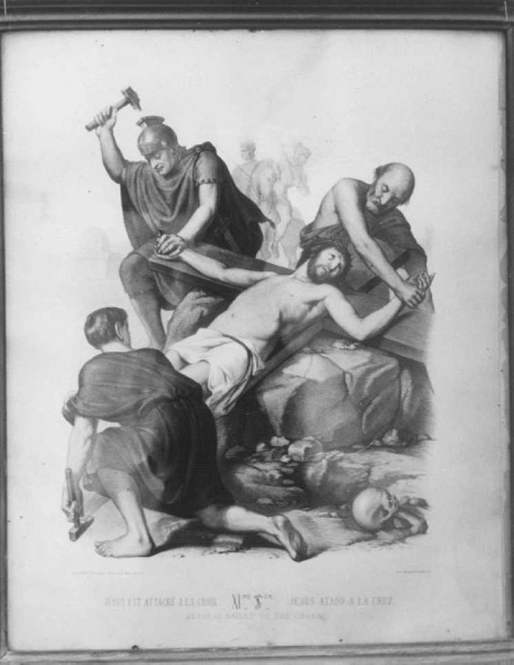 stazione XI: Gesù inchiodato alla croce (stampa) - ambito parmense, ambito parigino (seconda metà sec. XIX)