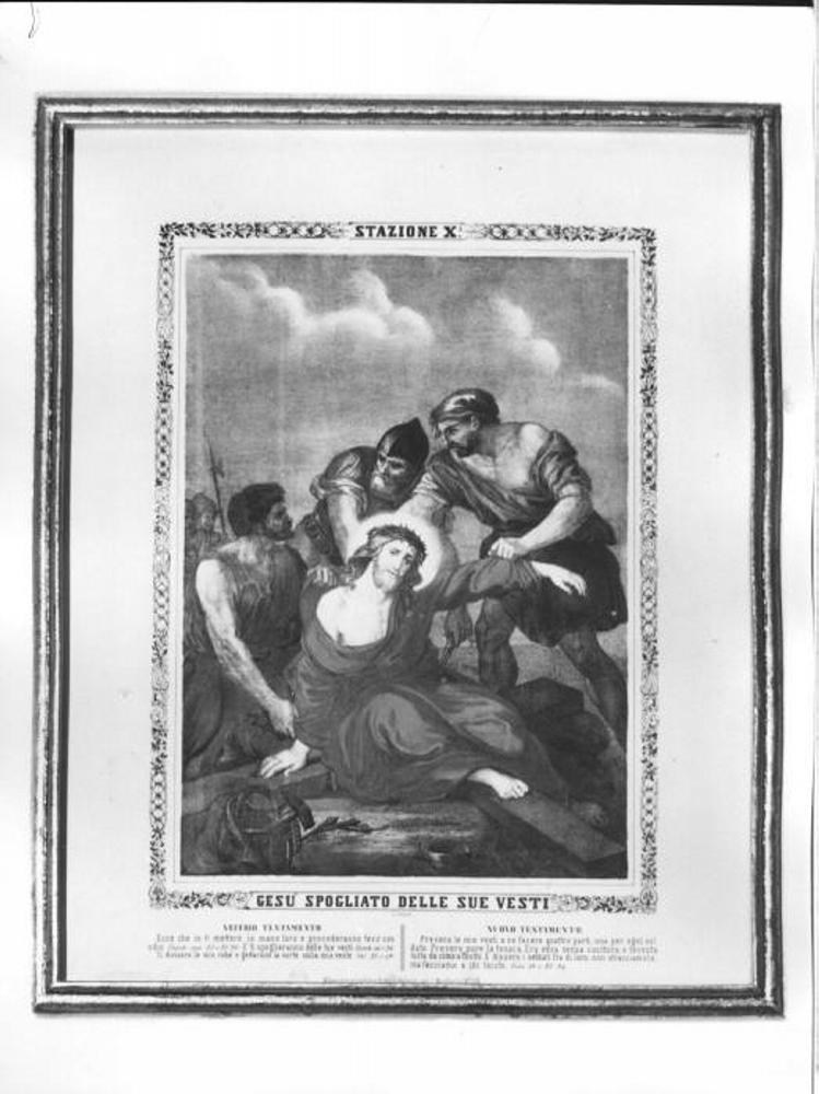 stazione X: Gesù spogliato e abbeverato di fiele (stampa, elemento d'insieme) - ambito veneto (sec. XIX)
