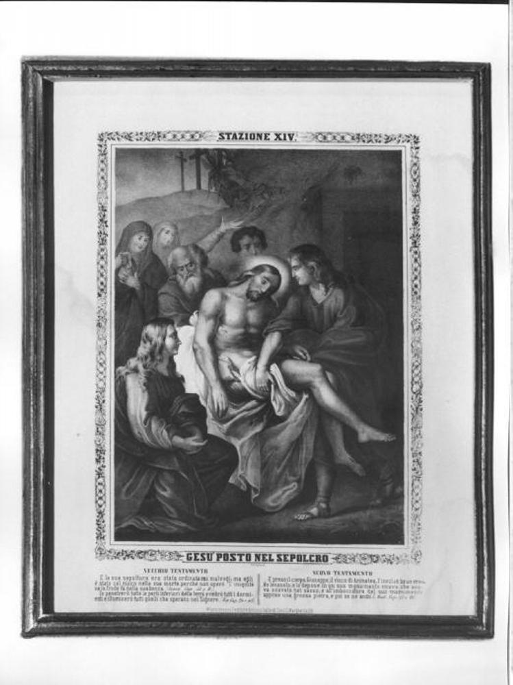 stazione XIV: Gesù deposto nel sepolcro (stampa, elemento d'insieme) - ambito veneto (sec. XIX)