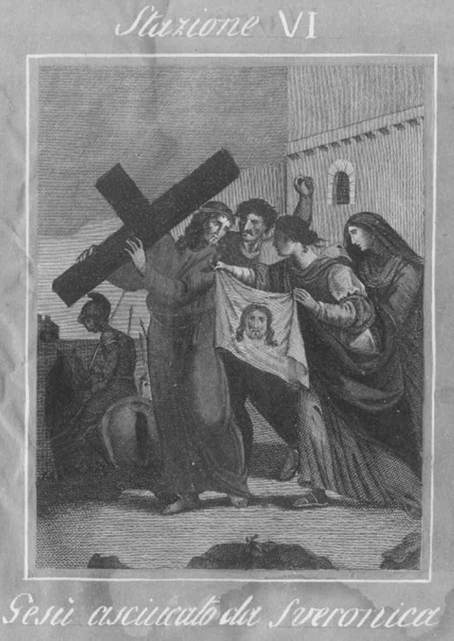 stazione VI: Gesù asciugato dalla Veronica (stampa) - ambito veronese (secc. XIX/ XX)