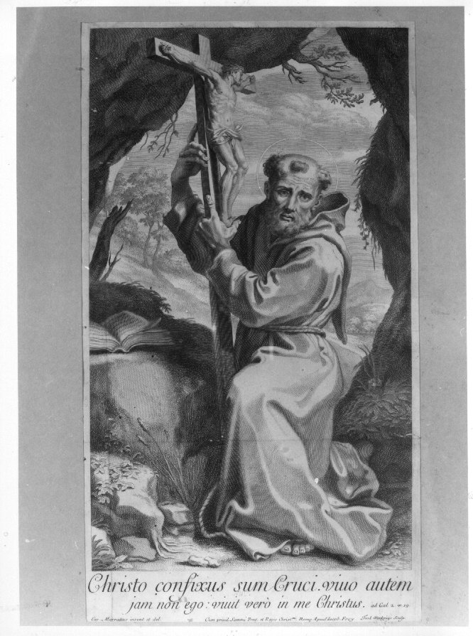 San Francesco (stampa) di Maratta Carlo, Verkruis Theodor (sec. XVIII)