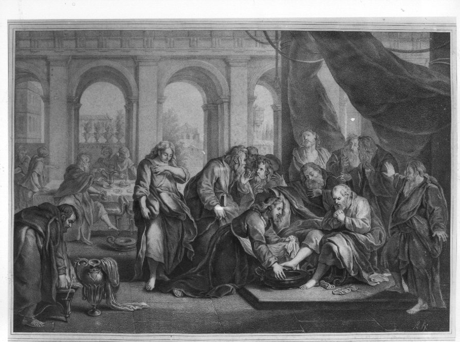 Cristo lava i piedi degli apostoli (stampa) - ambito francese (sec. XVIII)