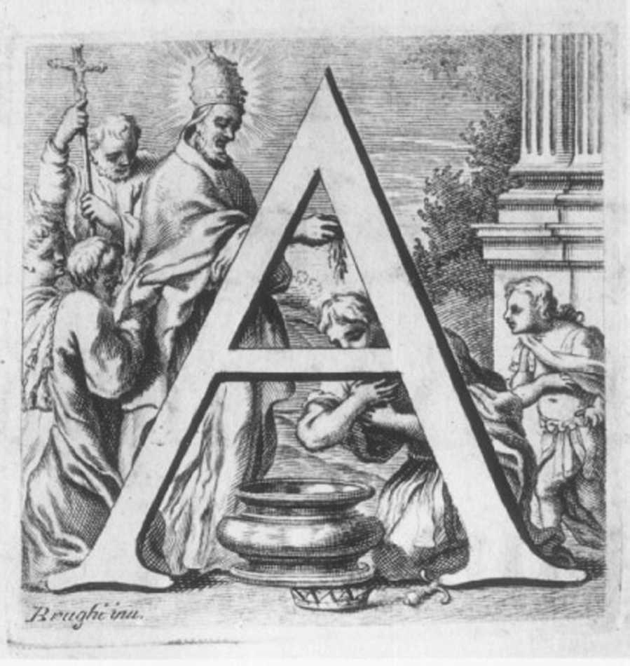 San Silvestro battezza l'imperatore Costantino (stampa) di Brughi Giovanni Battista (sec. XVIII)
