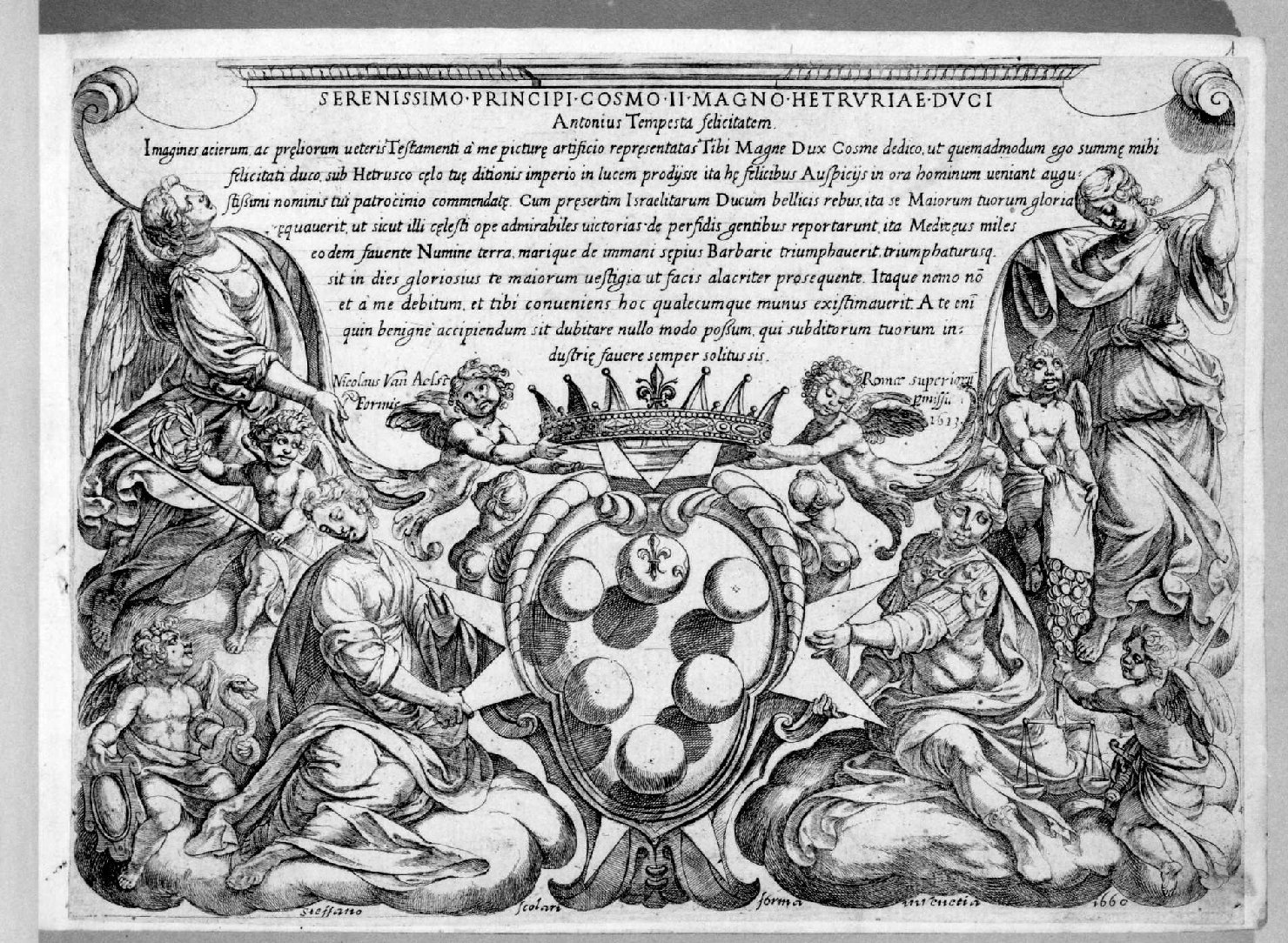 stemma gentilizio (stampa smarginata, serie) di Tempesta Antonio (sec. XVII)