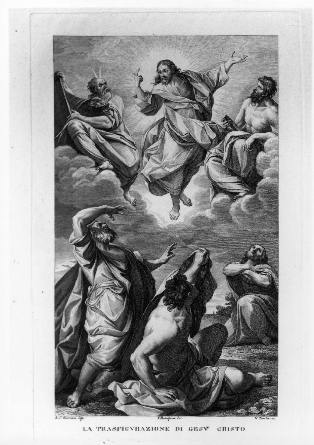 Trasfigurazione di Gesù Cristo, Trasfigurazione di Cristo con Profeti e Apostoli (stampa, serie) di Rosaspina Francesco, Carracci Ludovico, Tomba Giulio (sec. XIX)