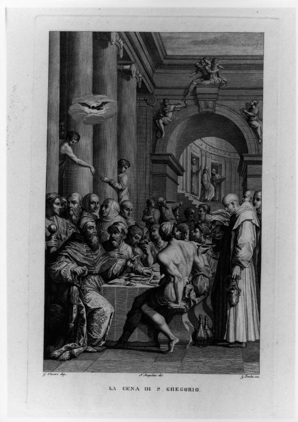 Cena di San Gregorio Magno, cena di San Gregorio (stampa, serie) di Vasari Giorgio, Angiolini Napoleone, Tomba Giulio (sec. XIX)