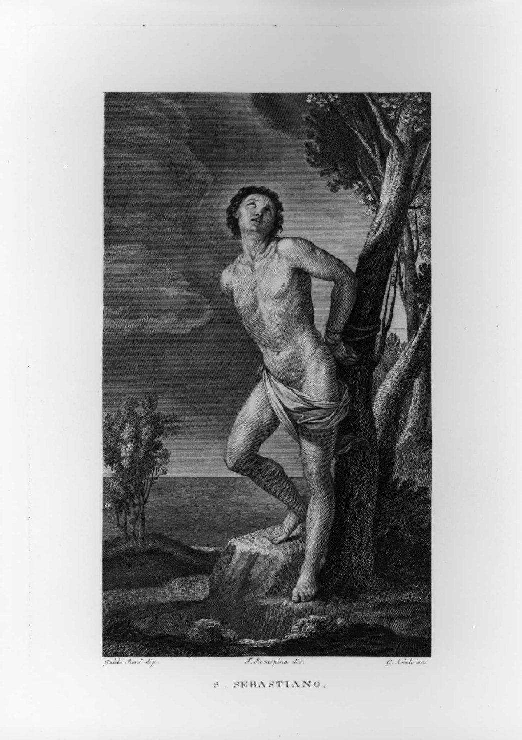 San Sebastiano (stampa, serie) di Reni Guido, Tomba Giulio, Asioli Giuseppe (sec. XIX)