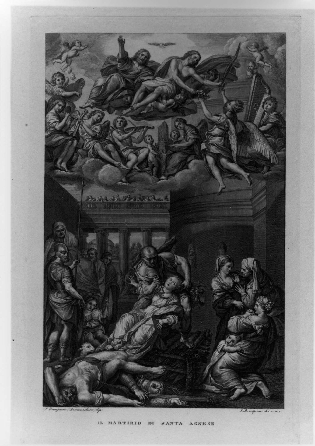 martirio di Sant'Agnese (stampa, serie) di Zampieri Domenico detto Domenichino, Rosaspina Francesco (sec. XIX)