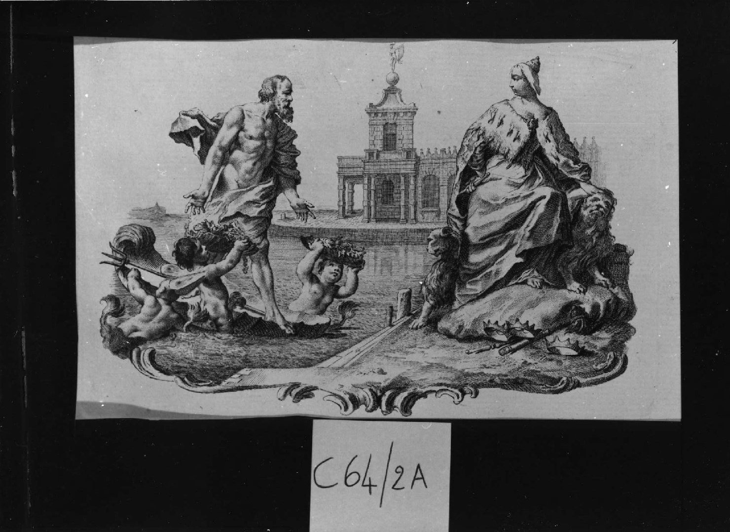 Nettuno rende omaggio a Venezia, scena allegorica (stampa, serie) di Schedel Martin (attribuito), Piazzetta Giovanni Battista (sec. XVIII)