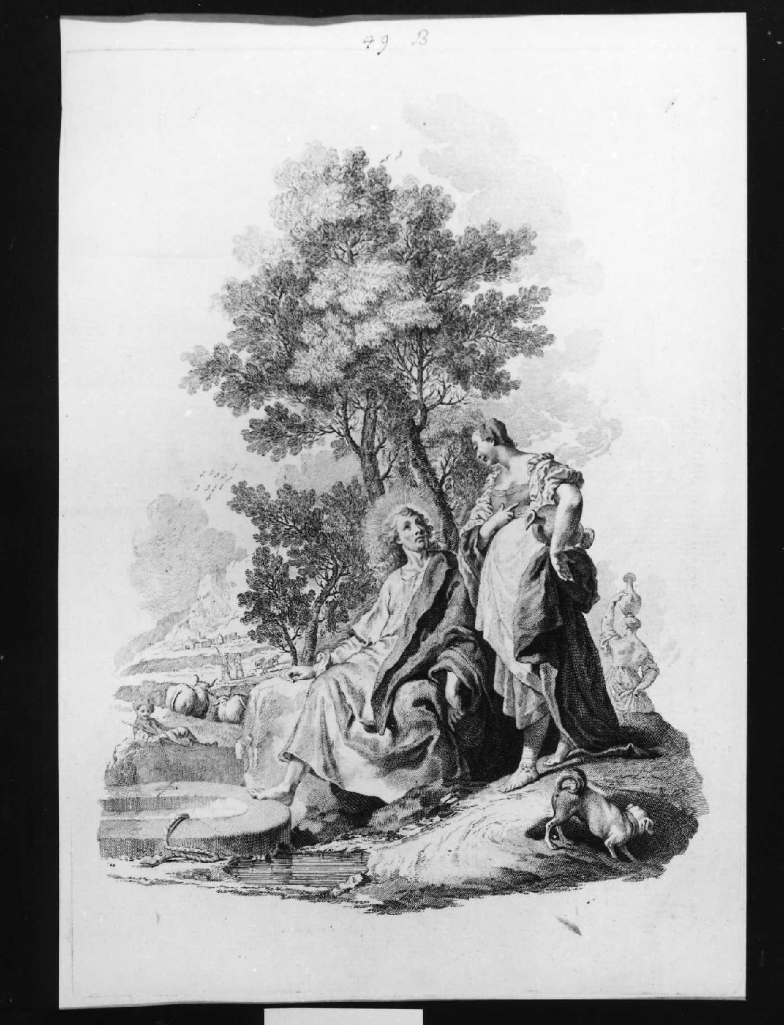 Cristo e la samaritana al pozzo (stampa smarginata, serie) di Piazzetta Giovanni Battista (sec. XVIII)
