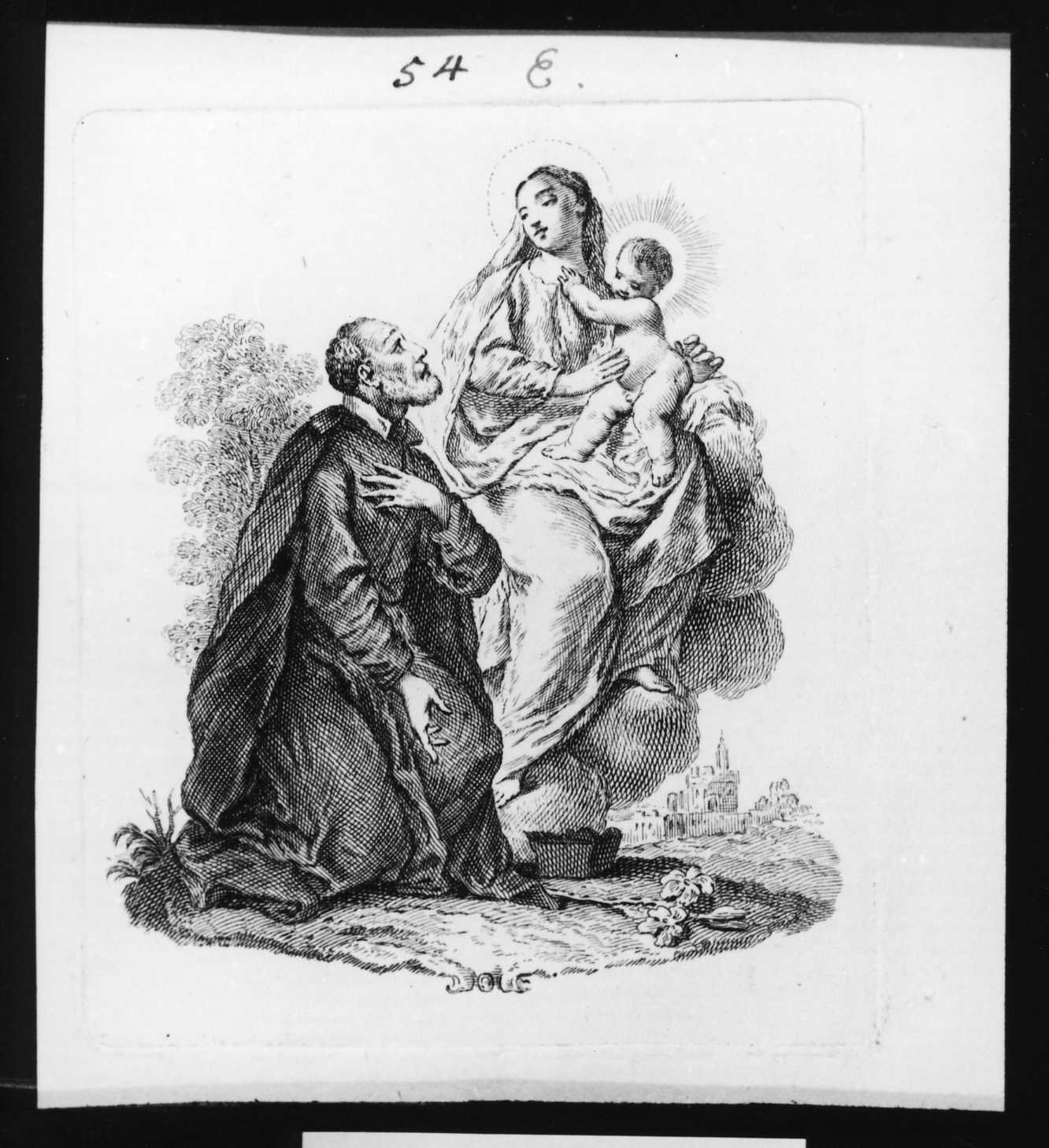 Madonna con Bambino e Santo (stampa, serie) di Piazzetta Giovanni Battista (attribuito) (sec. XVIII)