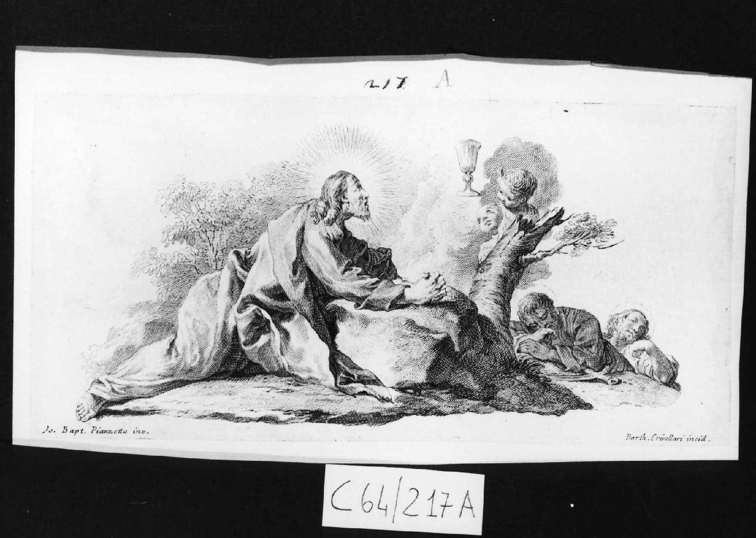 orazione di Cristo nell'orto di Getsemani (stampa smarginata, serie) di Piazzetta Giovanni Battista, Crivellari Bartolomeo (sec. XVIII)