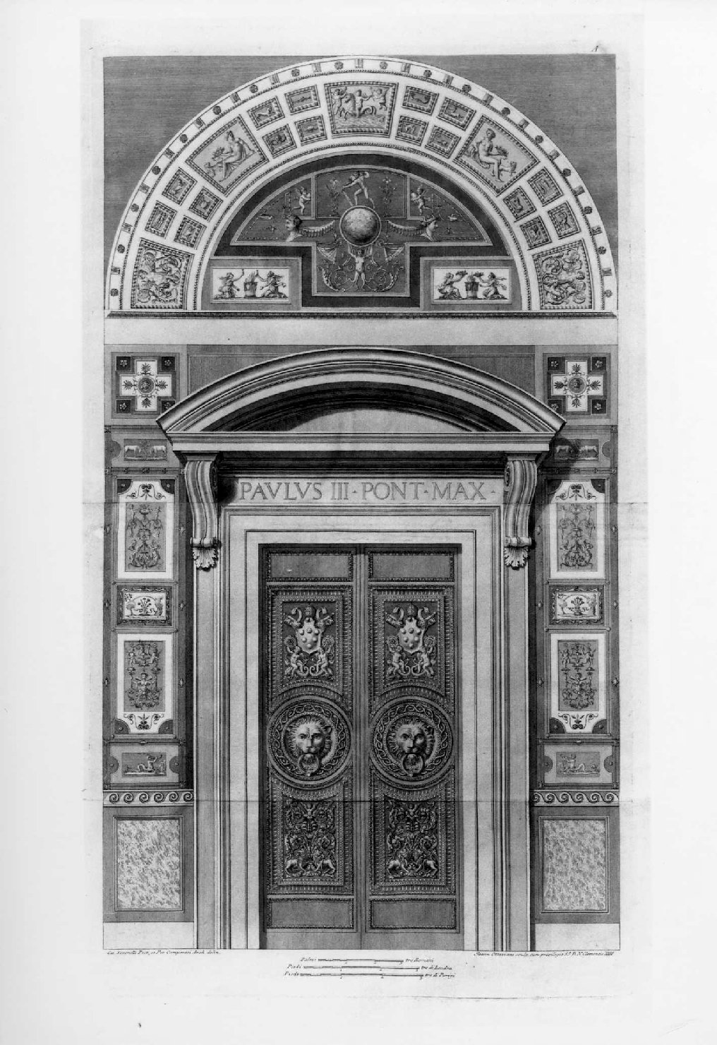 Porta di Paolo III, portale (stampa, stampa composita) di Savorelli Gaetano, Camporesi Pietro, Ottaviani Giovanni (sec. XVIII)