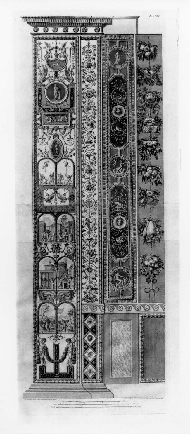 motivi decorativi architettonici (stampa, stampa composita) di Savorelli Gaetano, Camporesi Pietro, Ottaviani Giovanni (sec. XVIII)