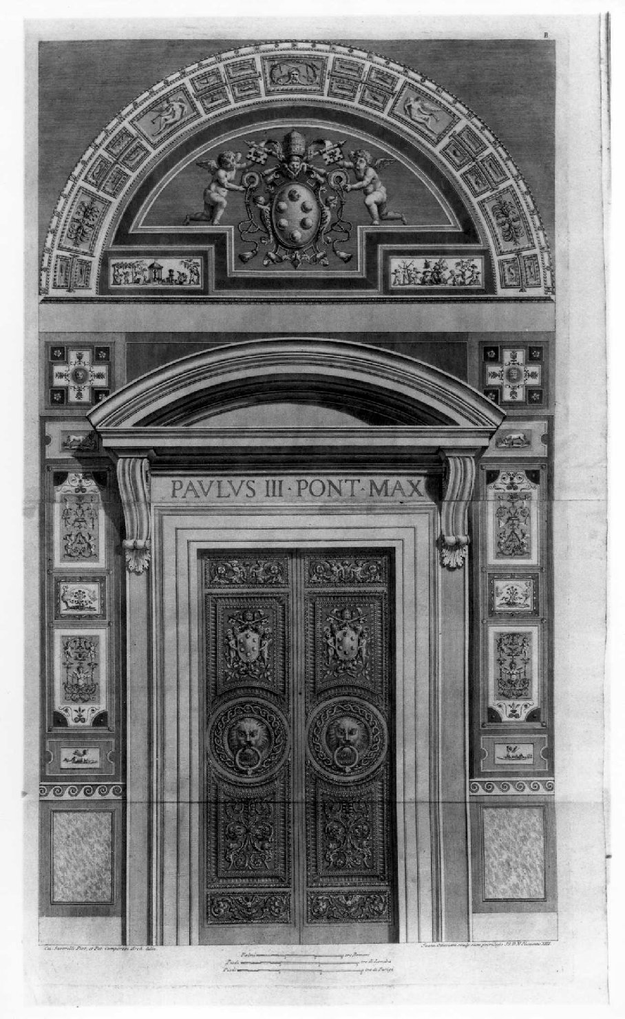 Porta di Paolo III, portale (stampa, stampa composita) di Camporesi Pietro, Savorelli Gaetano, Ottaviani Giovanni (sec. XVIII)