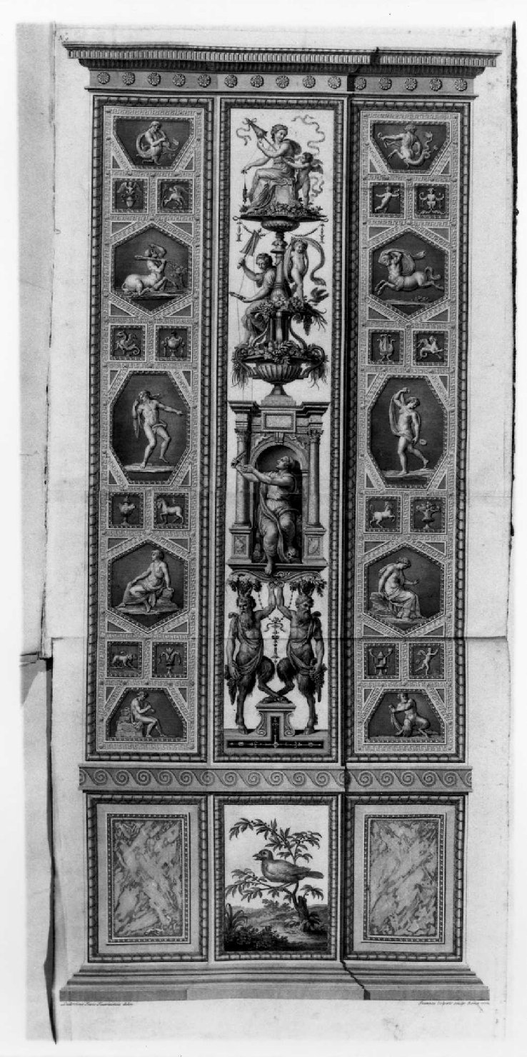 Pilastro IX, motivi decorativi architettonici (stampa, stampa composita) di Teseo Ludovico, Volpato Giovanni (sec. XVIII)