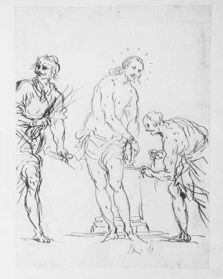 Flagellazione di Cristo (disegno) di Maganza Giovanni Battista il Vecchio detto Magagno' (metà sec. XVI)
