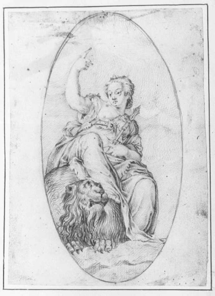 figura allegorica femminile (disegno) di Zelotti Battista (metà sec. XVI)