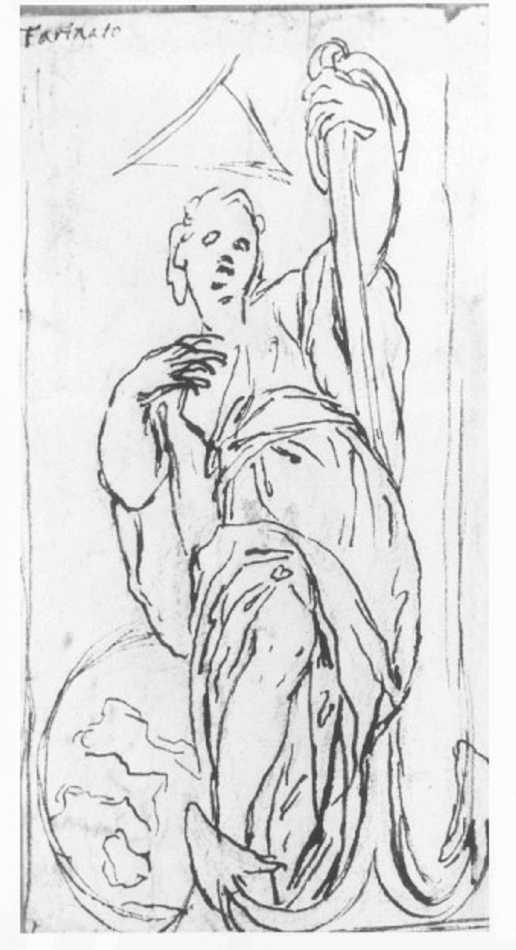 figura allegorica femminile (disegno) di Farinati Paolo (seconda metà sec. XVI)