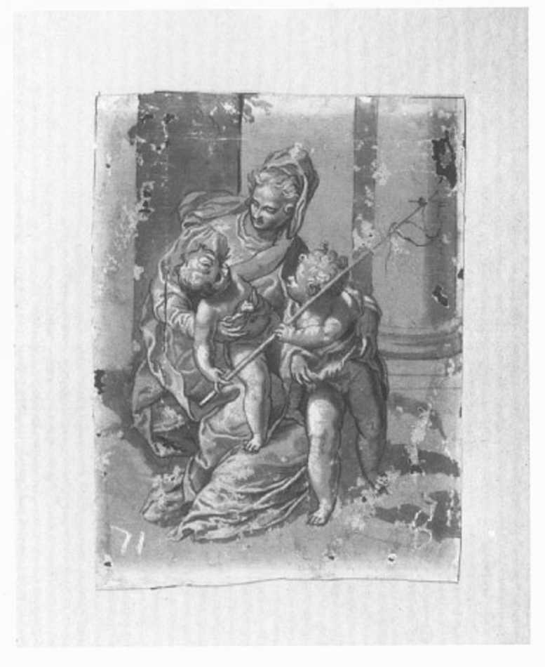 Madonna con Bambino e San Giovannino (disegno) di Farinati Paolo (seconda metà sec. XVI)
