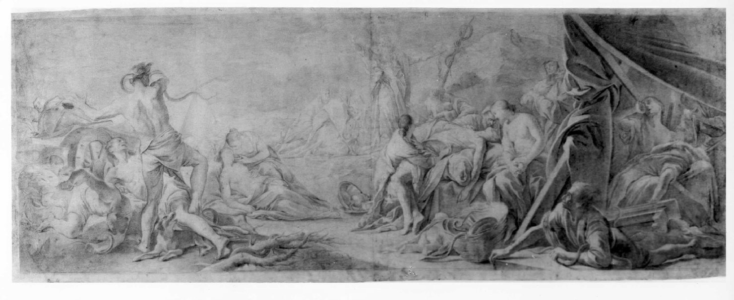 Mosè e il serpente di bronzo (disegno) di Brentana Simone (primo quarto sec. XVIII)
