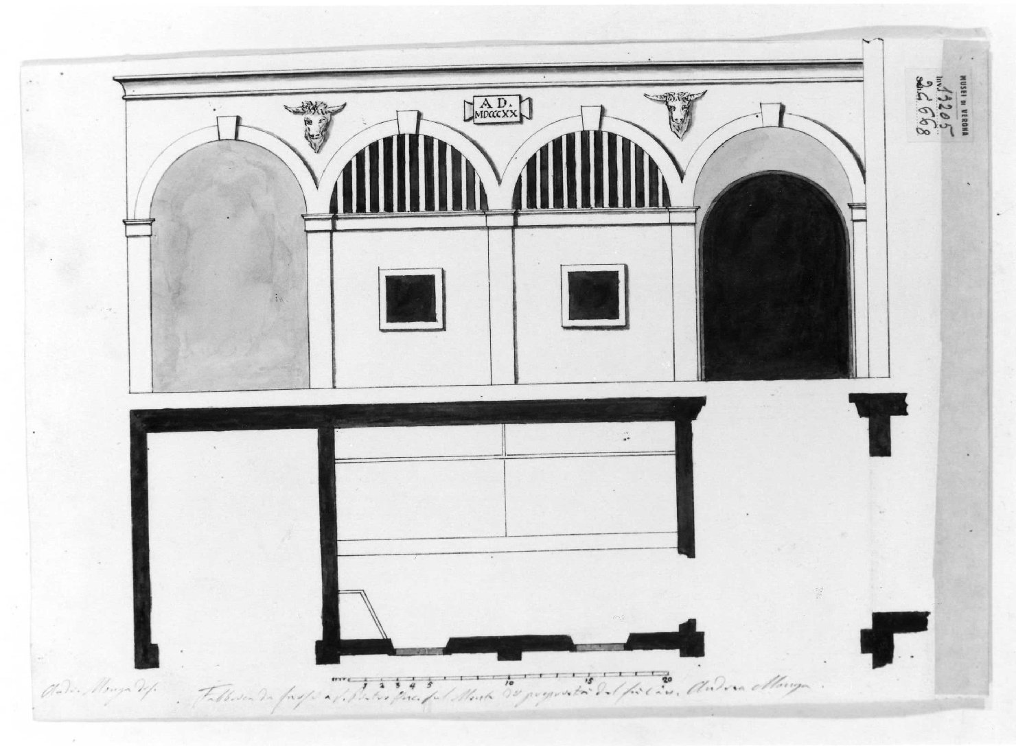 stemma gentilizio della famiglia Monga (disegno) di Monga Andrea (sec. XIX)
