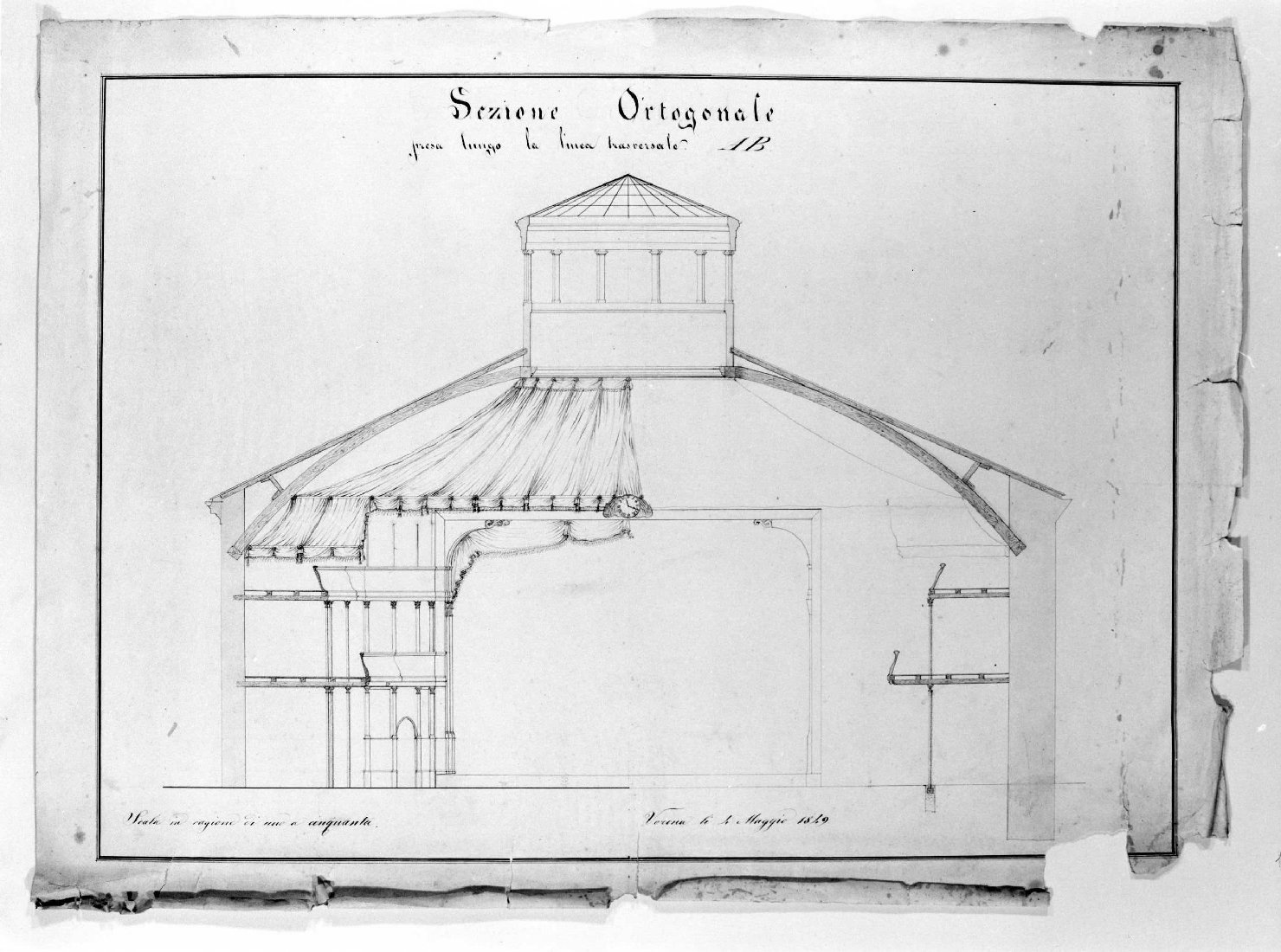 sezione di teatro (disegno) - ambito veronese (sec. XIX)