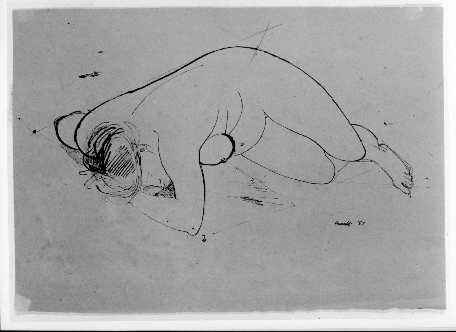 figura femminile nuda (disegno) di Goretti (sec. XX)