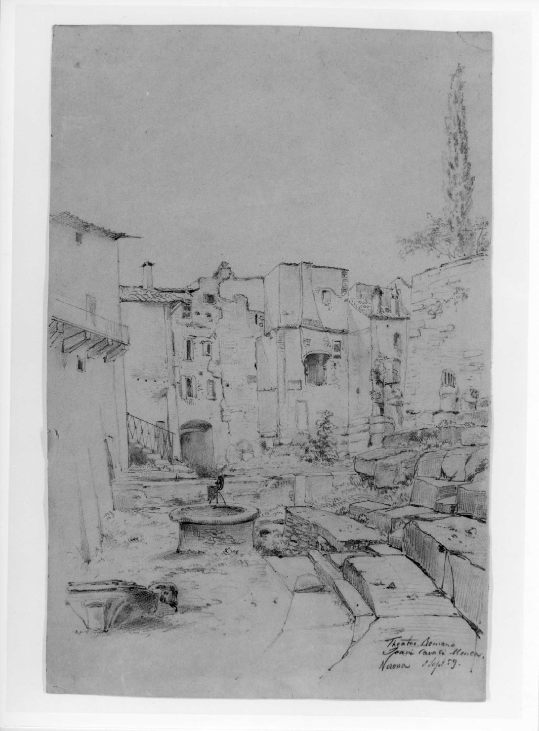 scavi nel Teatro Romano di Verona (disegno) - ambito inglese (sec. XIX)