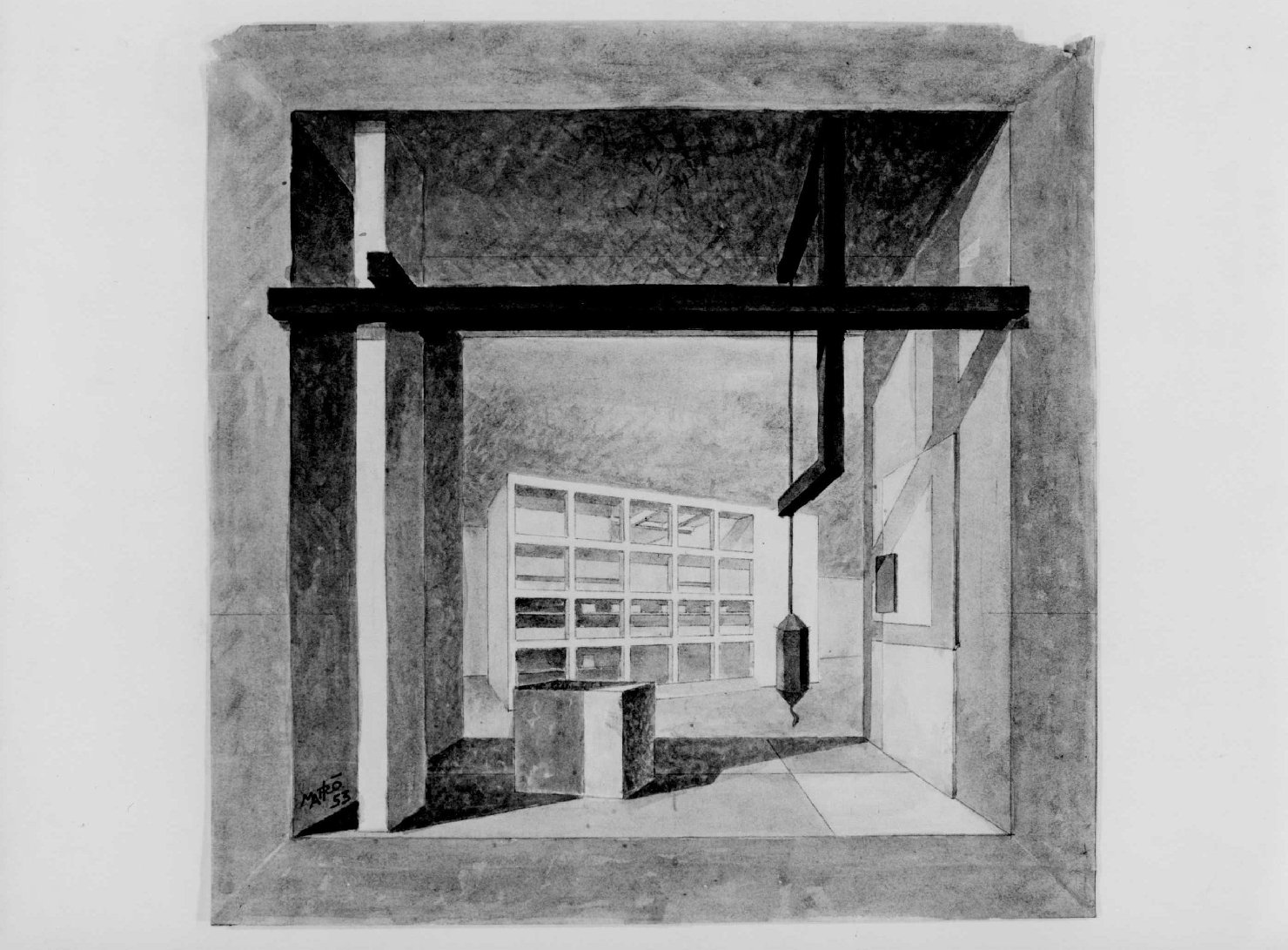omaggio a Terragni, interno (disegno) di Rogolotti Mario (sec. XX)