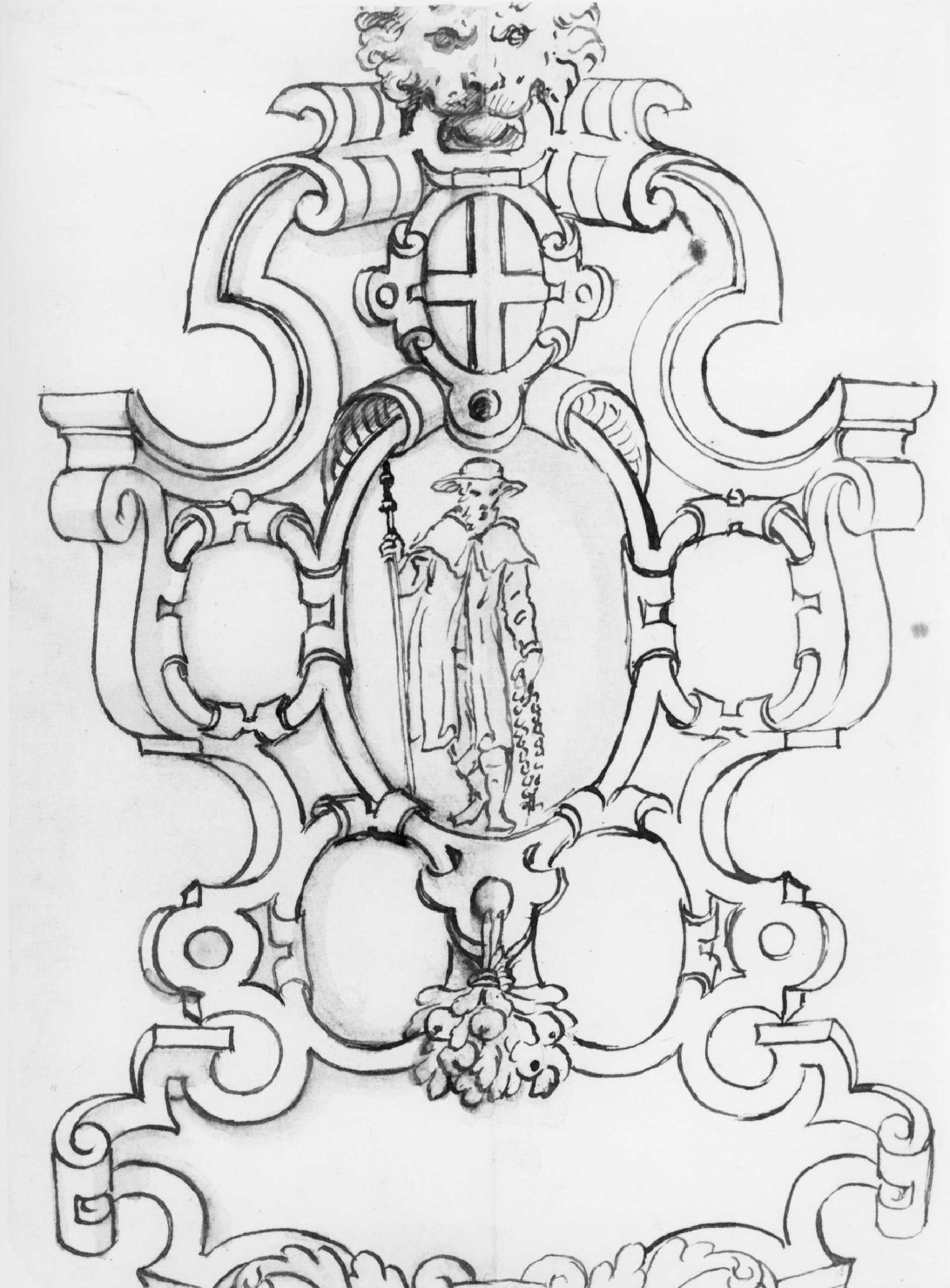 stemma comunale di Verona e stemma gentilizio della famiglia Pellegrini (disegno) di Farinati Orazio (seconda metà sec. XVI)