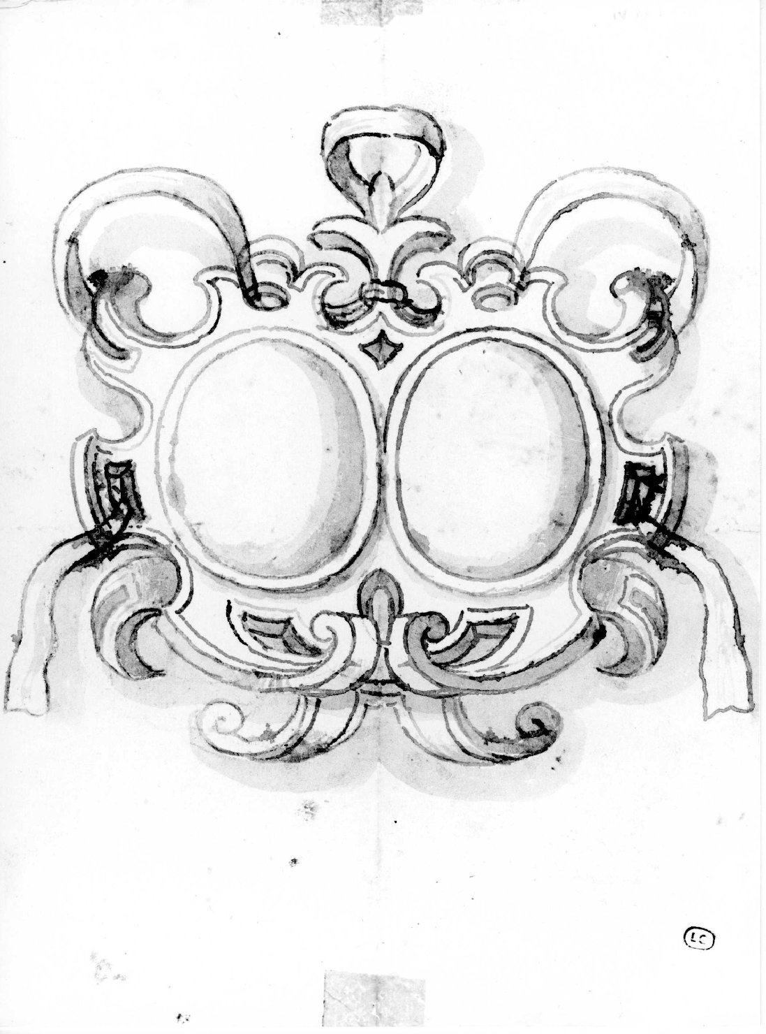 cartiglio con stemmi (disegno) di Farinati Paolo (bottega) (seconda metà sec. XVI)