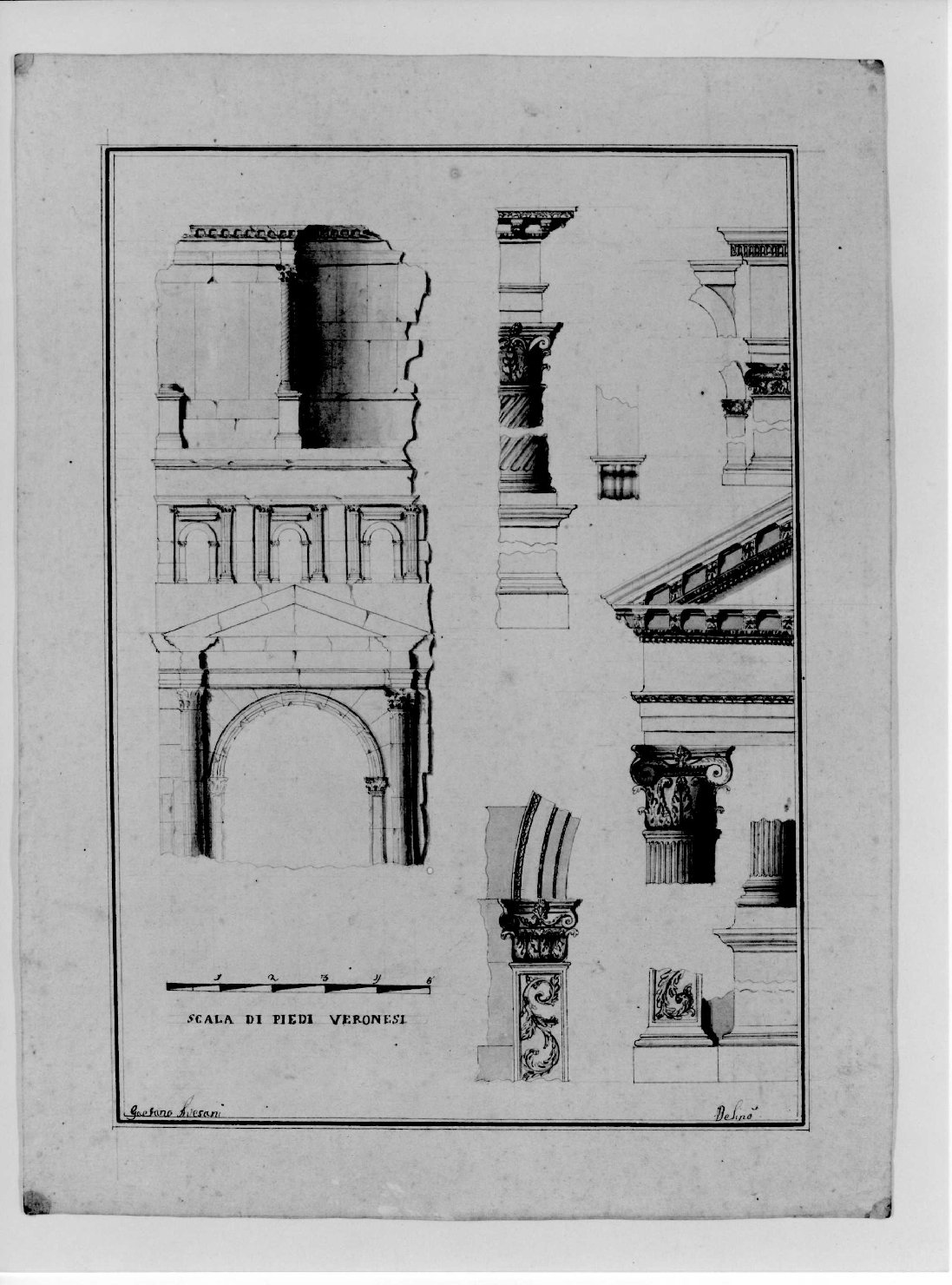 porta Leoni a Verona (disegno) di Avesani Gaetano (prima metà sec. XIX)