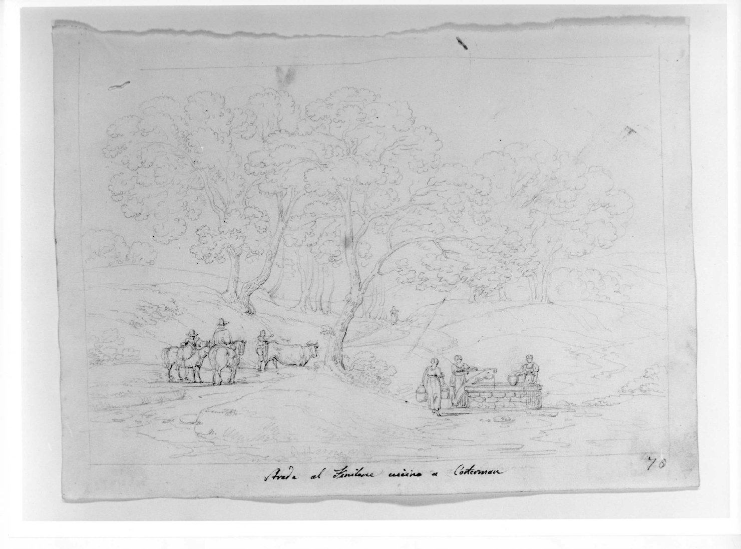 paesaggio rurale (disegno) di Ronzoni Pietro (sec. XIX)